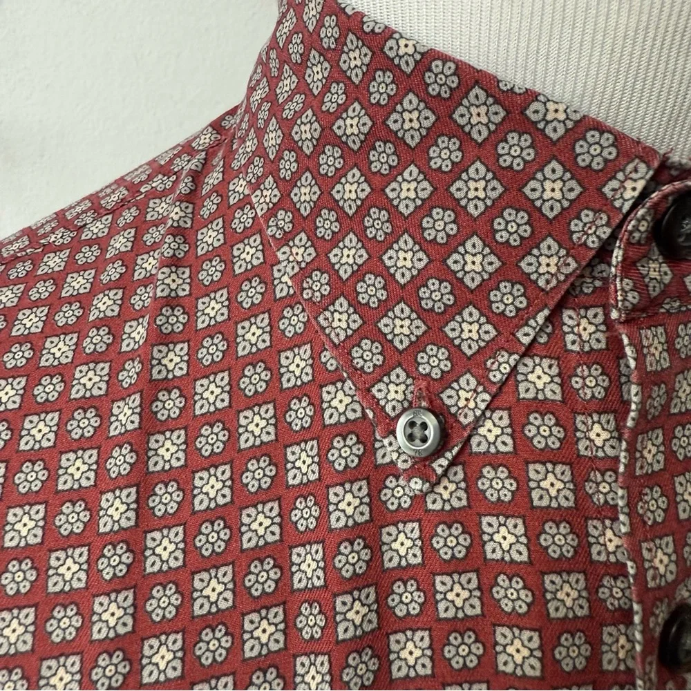 Retro Hippie Floral Geometric Patterned Button Up Shirt
